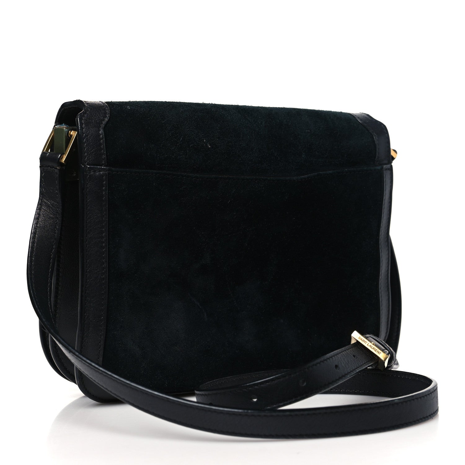 Saint Laurent Suede Smooth Calfskin Monogram Medium Solferino Soft Satchel Black 3 of 11