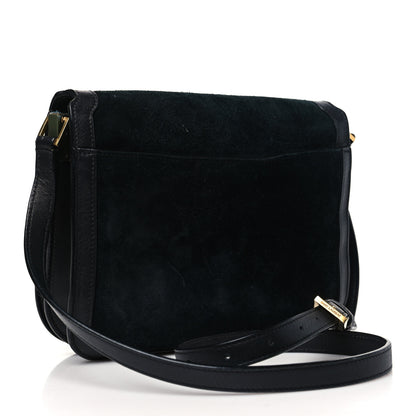 Saint Laurent Suede Smooth Calfskin Monogram Medium Solferino Soft Satchel Black 3 of 11