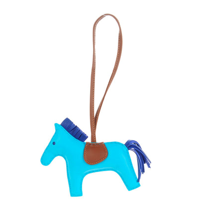 Hermes Milo Lambskin Grigri Rodeo Horse Bag Charm MM Bleu Azteque Bleu Electrique Fauve 1 of 4