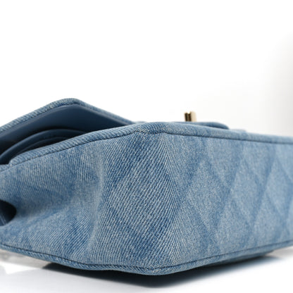 Chanel Printed Denim Quilted Small Double Flap Light Blue 9 of 11