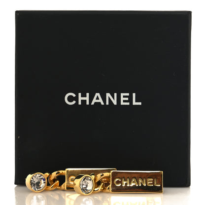 Chanel Crystal Tag Drop Earrings Gold Gold 5 of 5