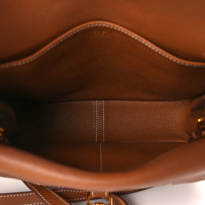 Hermes Taurillon Clemence Halzan 25 Gold 5 of 11