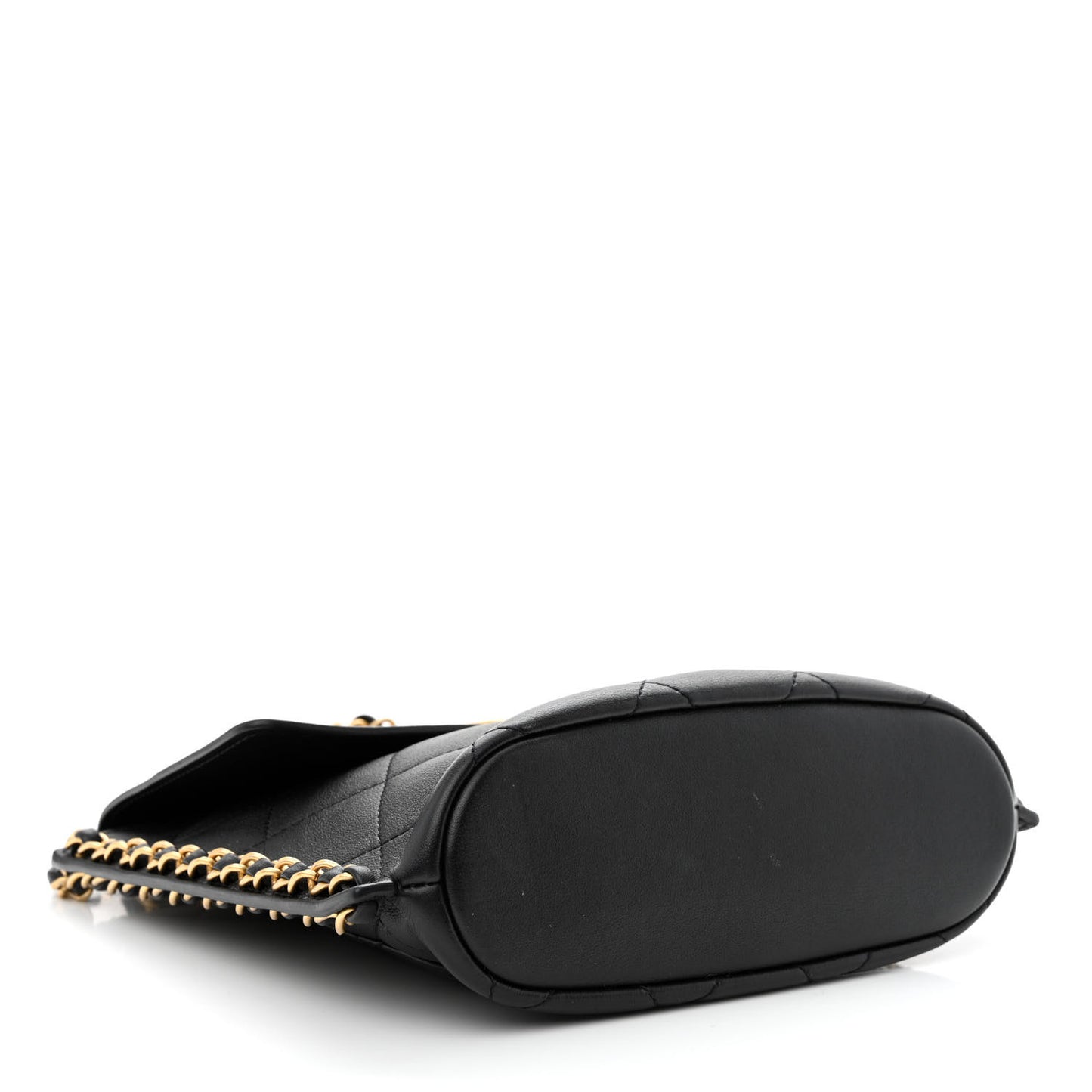 Calfskin Quilted Chain Small Hobo Bag Black