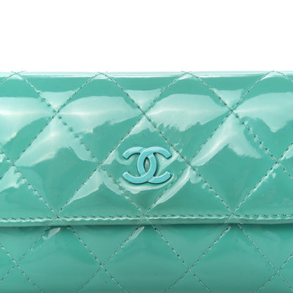 Chanel Patent Quilted Flap Card Holder Turquoise 11 of 11