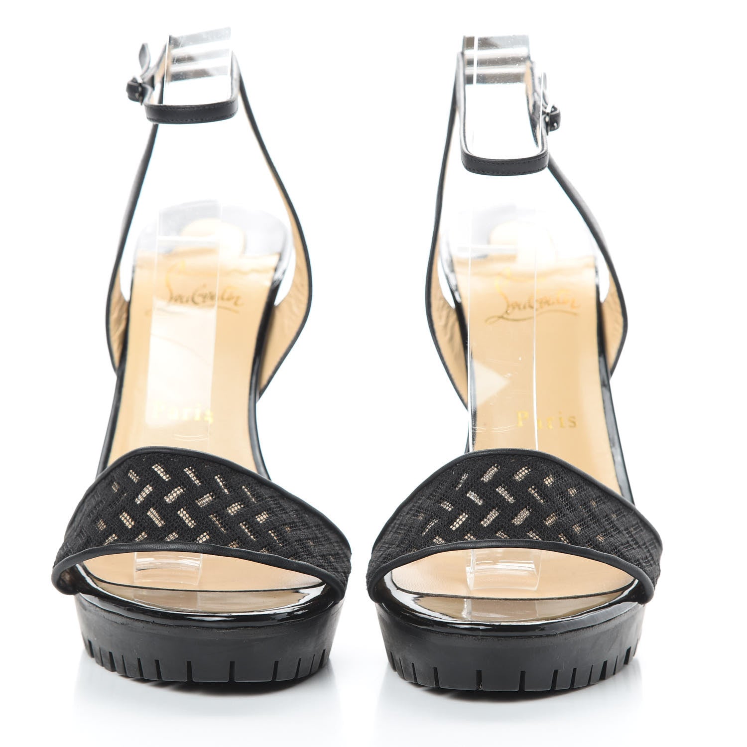 Christian Louboutin Chevron Mesh Patent Volumetric 120 Sandals 40 Black 2 of 7