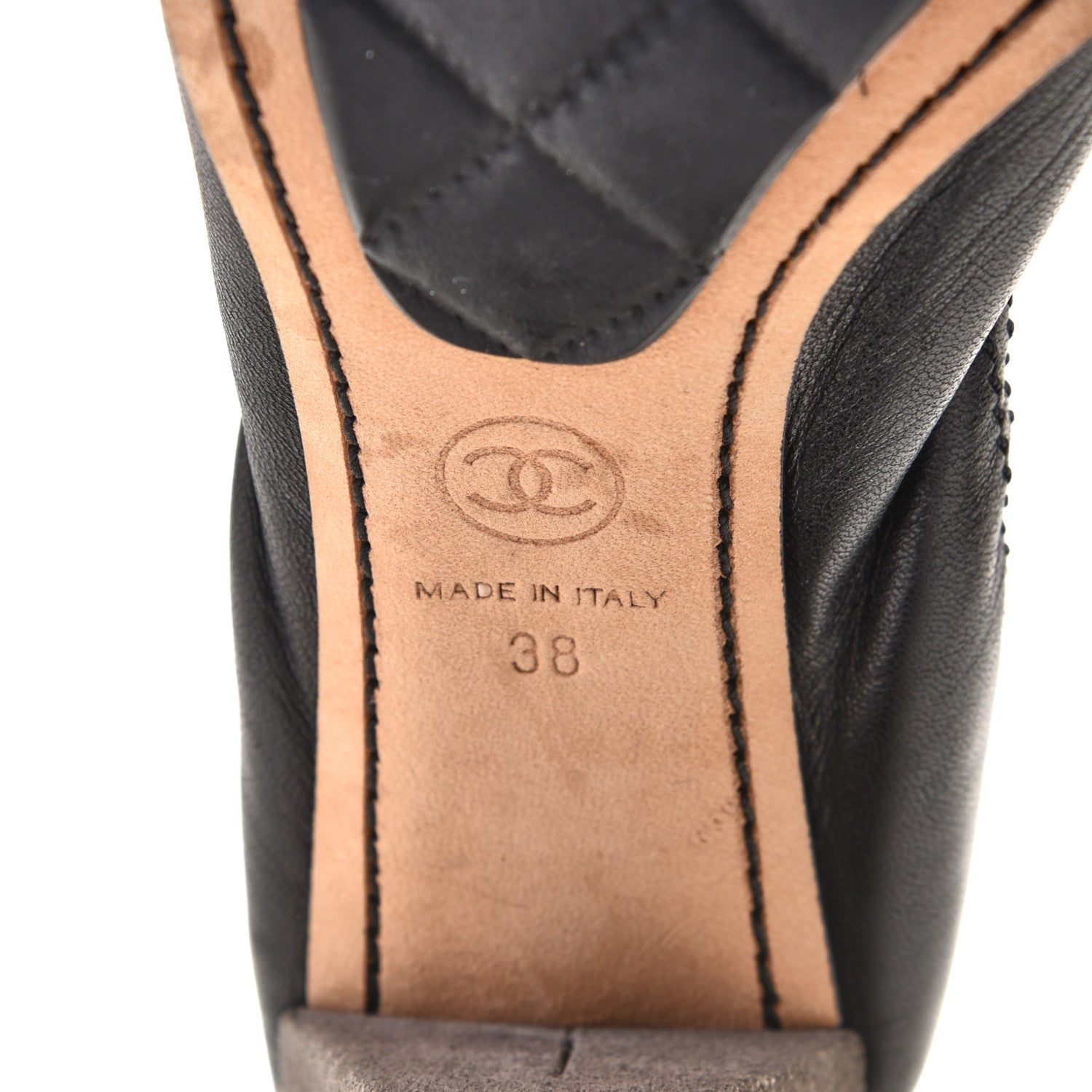 Chanel Lambskin Suede CC Elastic Cap Toe Ballerina Pumps 38 Black Grey 10 of 11
