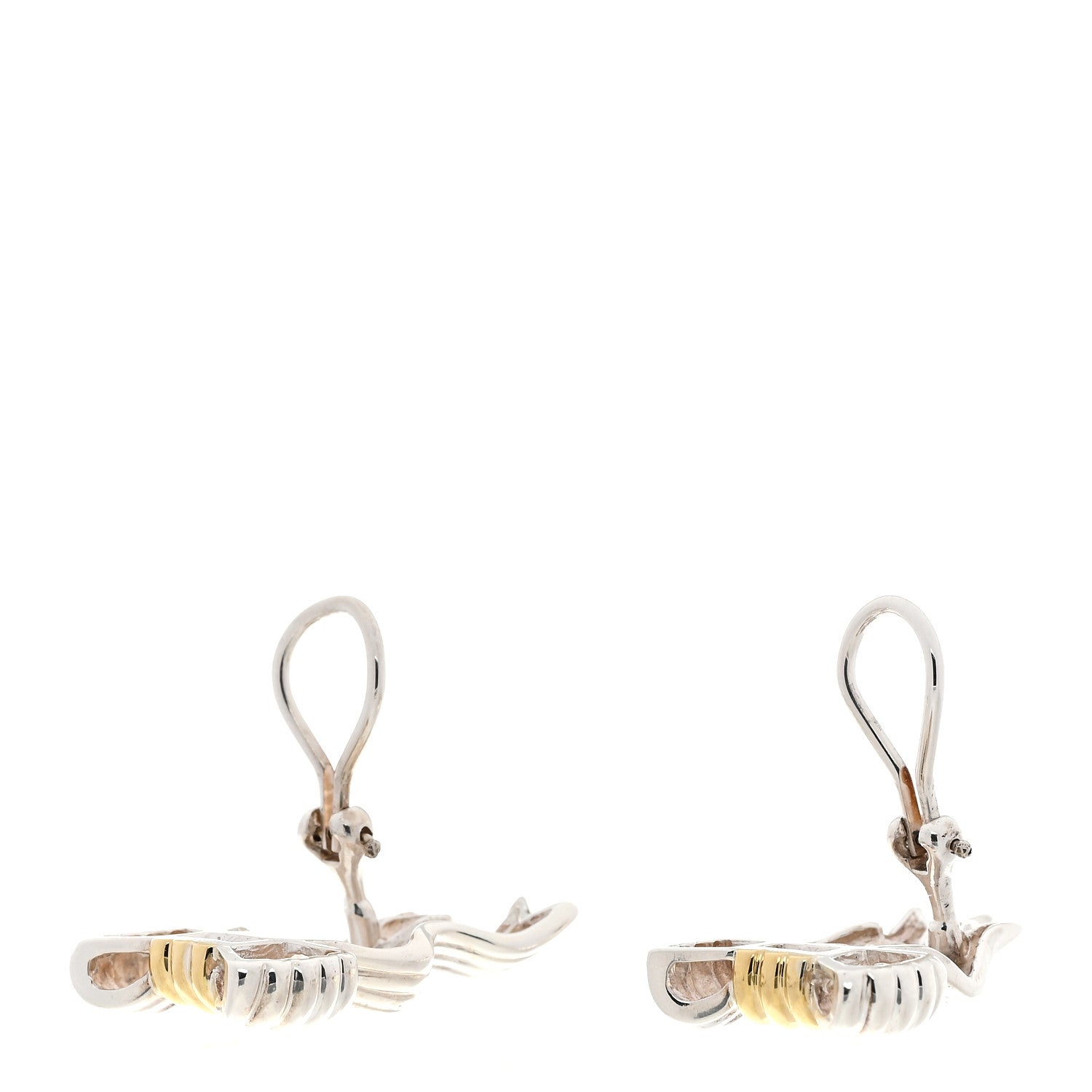 Tiffany Sterling Silver 18K Yellow Gold Bow Clip On Earrings 3 of 6