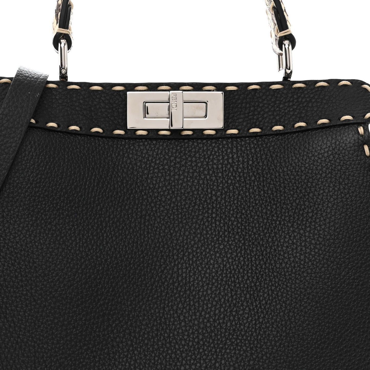 Vitello Granato Camoscio Elaphe Python Print Macro Stitchings Small Peekaboo I SEE U Satchel Black Roccia