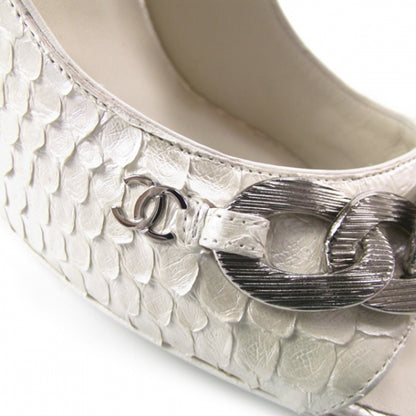 Chanel Python CC Peep Toe Heels 38 Pearl 10 of 10