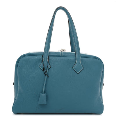 Hermes Taurillon Clemence Victoria II 35 Blue Jean 1 of 11