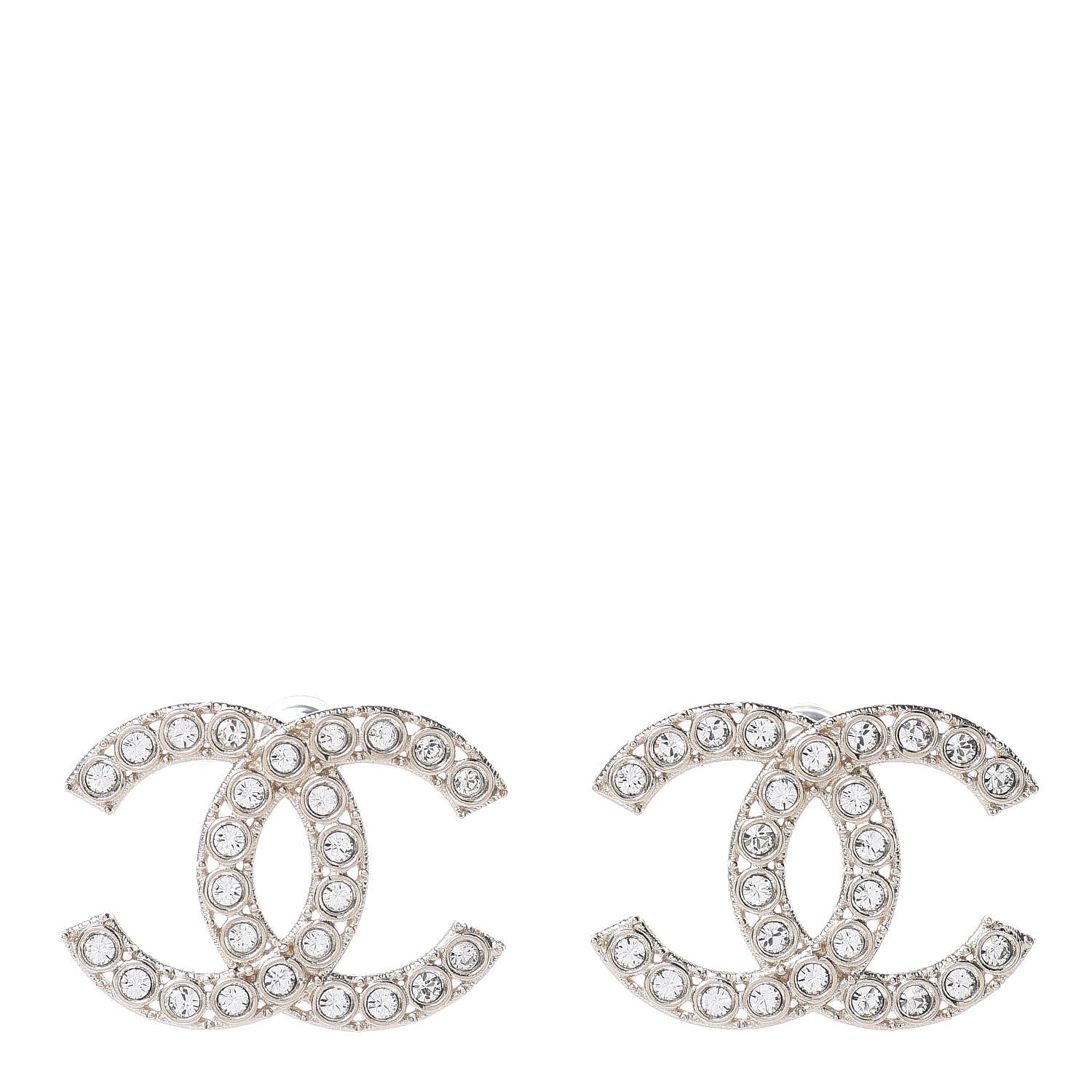 Chanel Crystal CC Large Stud Earrings Gold 1 of 5