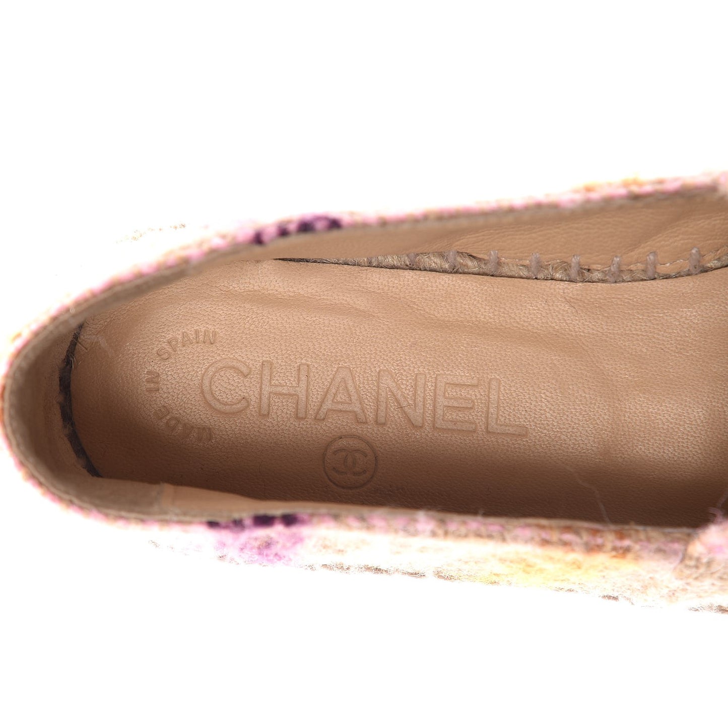Tweed CC Espadrilles 35 Beige Pink Peach