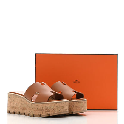 Hermes Calfskin Cork Eze 30 Sandals 37 Marron Glaise 10 of 10