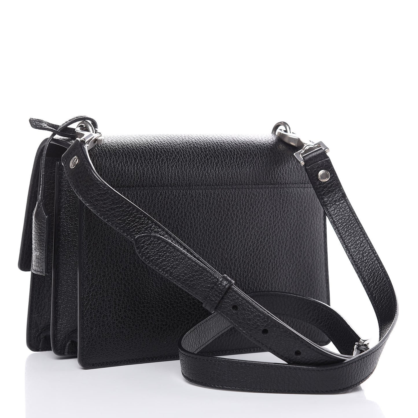 Grained Calfskin Medium Monogram Sunset Satchel Black