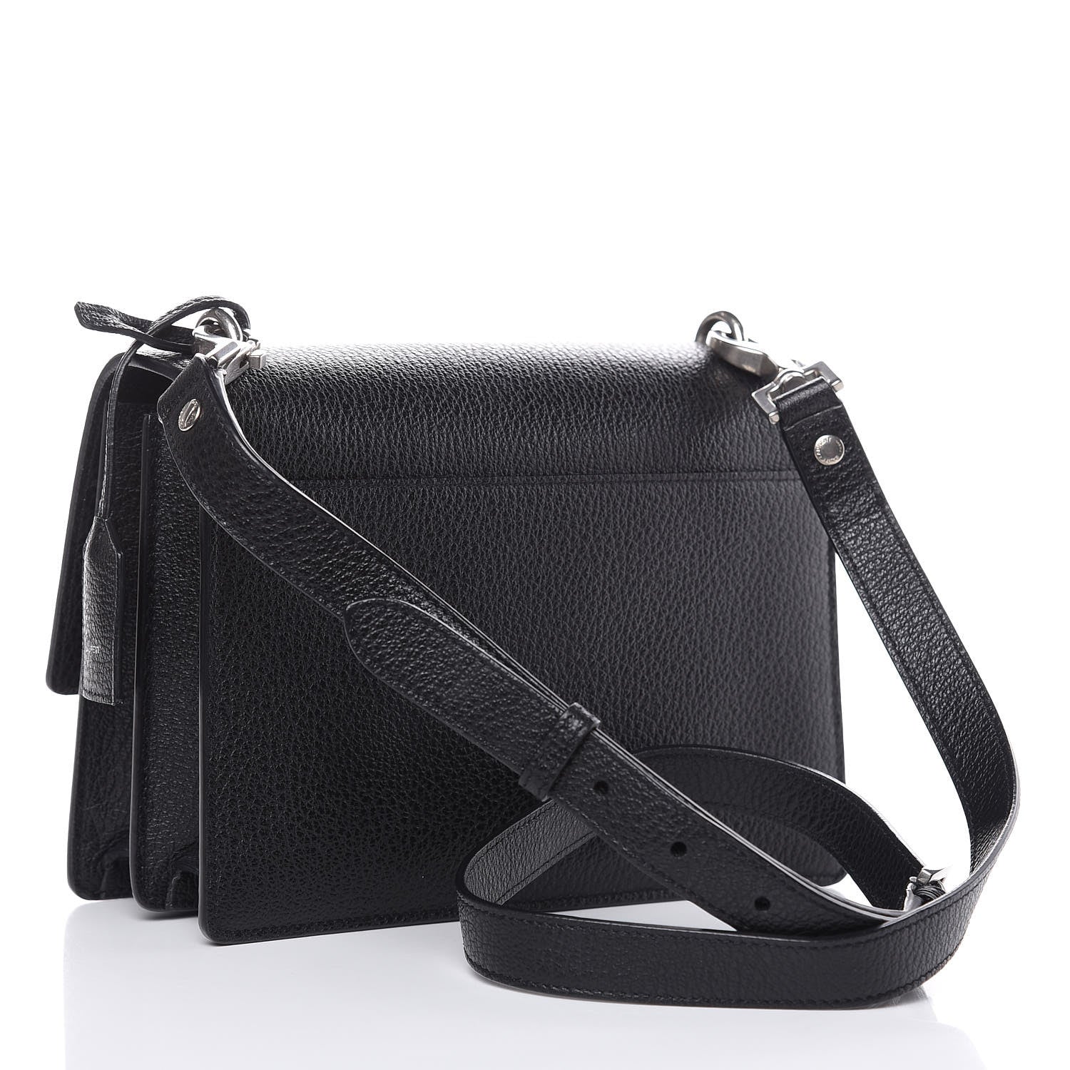 Saint Laurent Grained Calfskin Medium Monogram Sunset Satchel Black 3 of 10