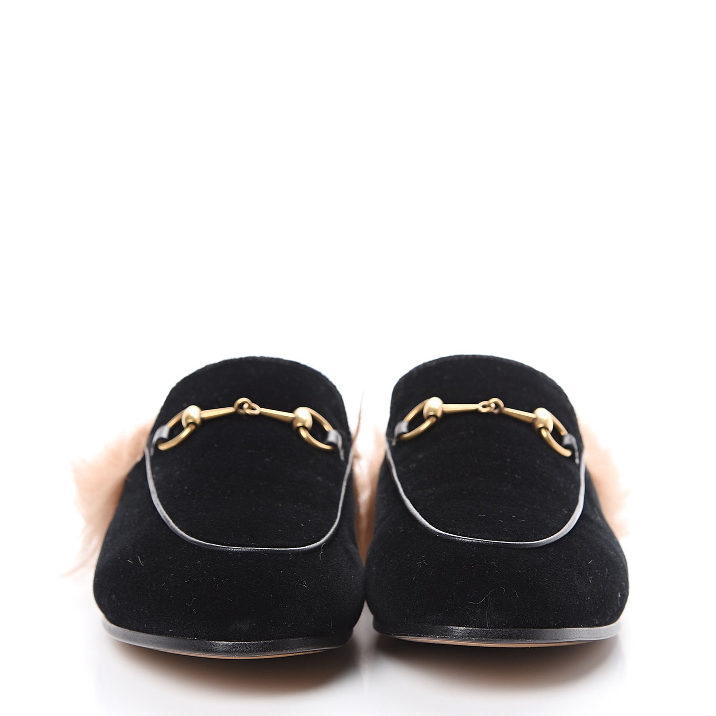 Velvet Fur Womens Princetown Slippers 38.5 Black