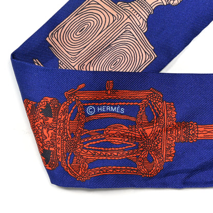 Hermes Silk Merveilleuses Lanternes Twilly Indigo Orange Bleu Glacier 4 of 5