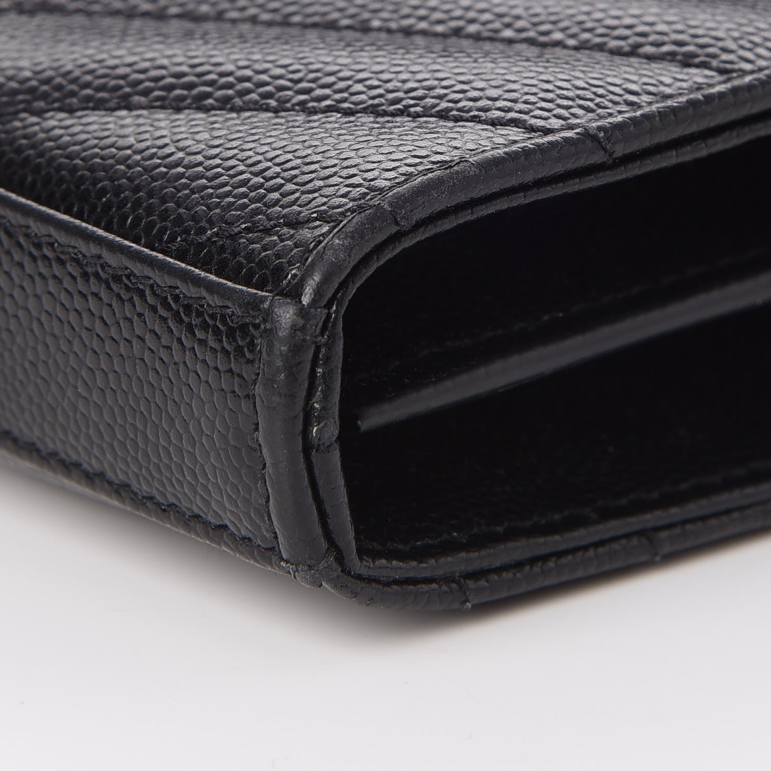 Saint Laurent Grain De Poudre Matelasse Chevron Monogram Chain Wallet Black 8 of 10