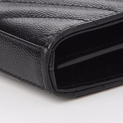 Saint Laurent Grain De Poudre Matelasse Chevron Monogram Chain Wallet Black 8 of 10