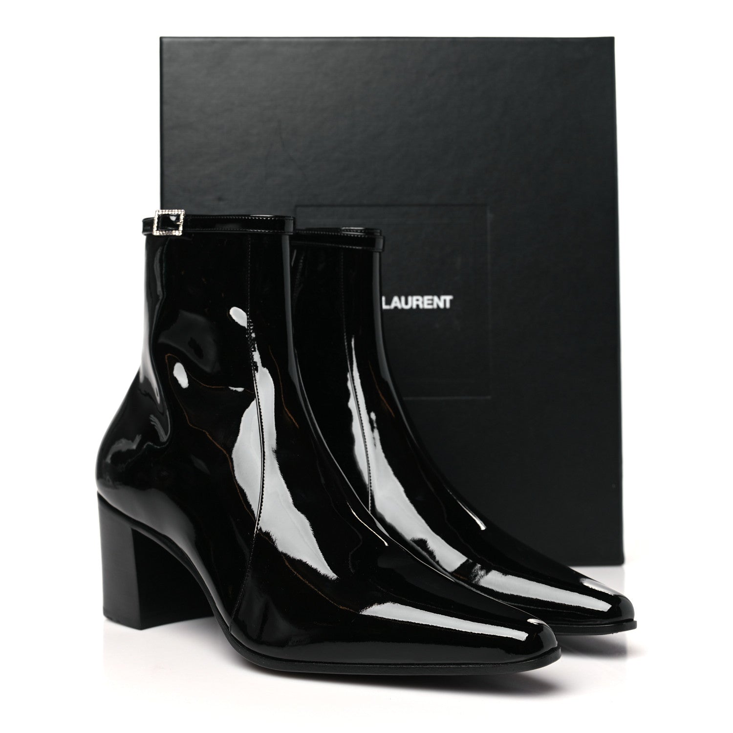 Saint Laurent Patent Arsun Ankle Booties 42 Black 9 of 9