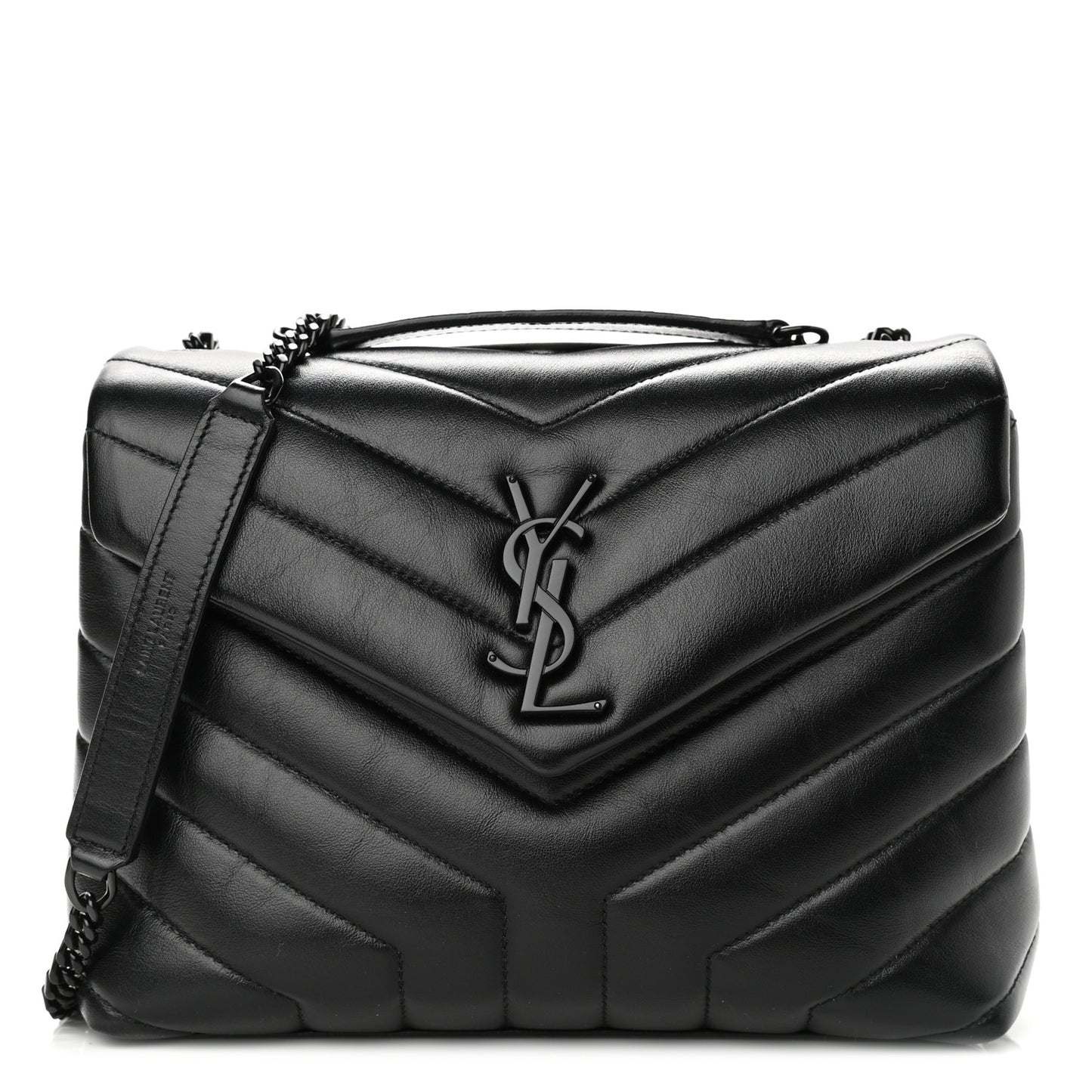 Calfskin Y Quilted Monogram Small Loulou Chain Satchel Black