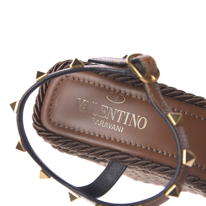 Valentino Garavani Calfskin Rockstud Torchon Espadrille 25/115mm Wedge Sandals 38 Cuoio 8 of 11