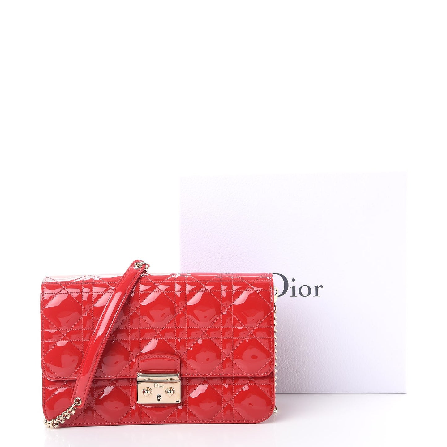 Patent Cannage Miss Dior Promenade Pouch Red