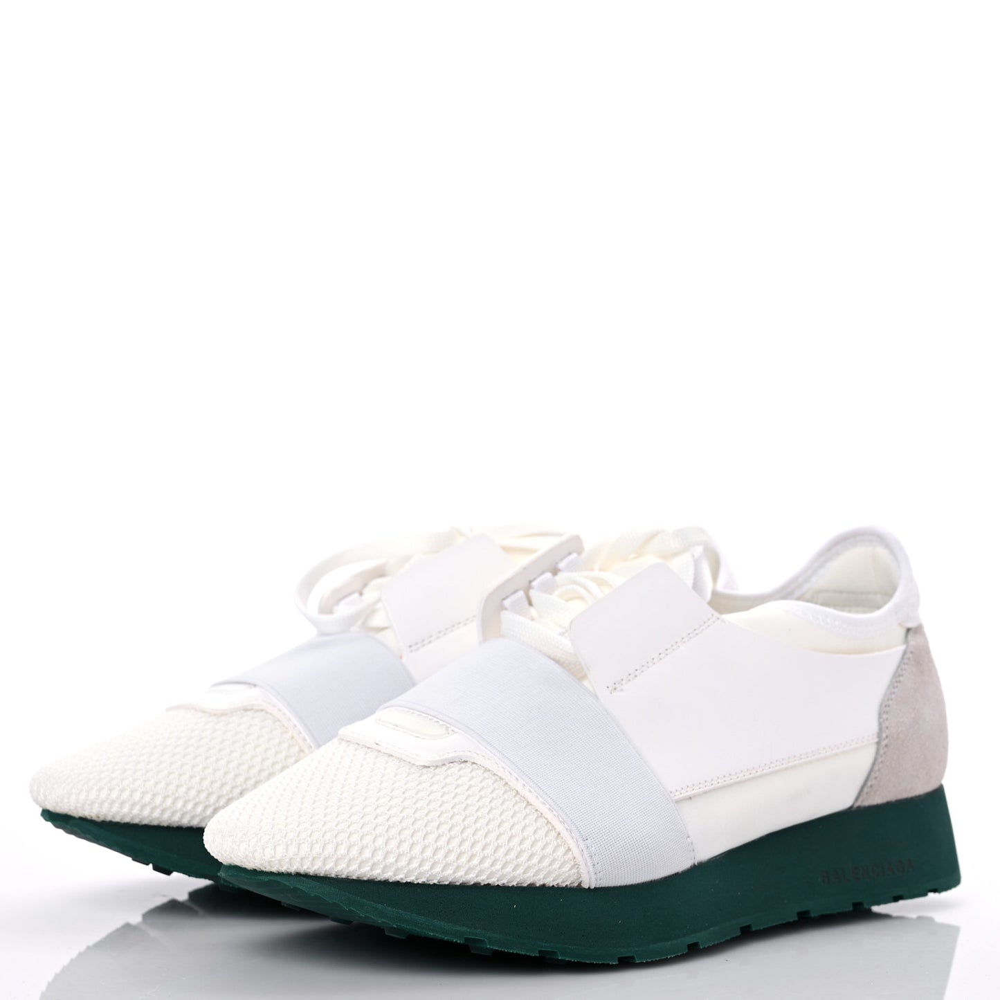 Mesh Calfskin Neoprene Womens Race Runner Sneakers 38 White