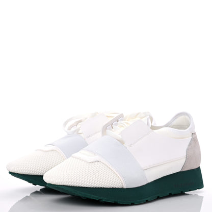 Balenciaga Mesh Calfskin Neoprene Womens Race Runner Sneakers 38 White 3 of 9
