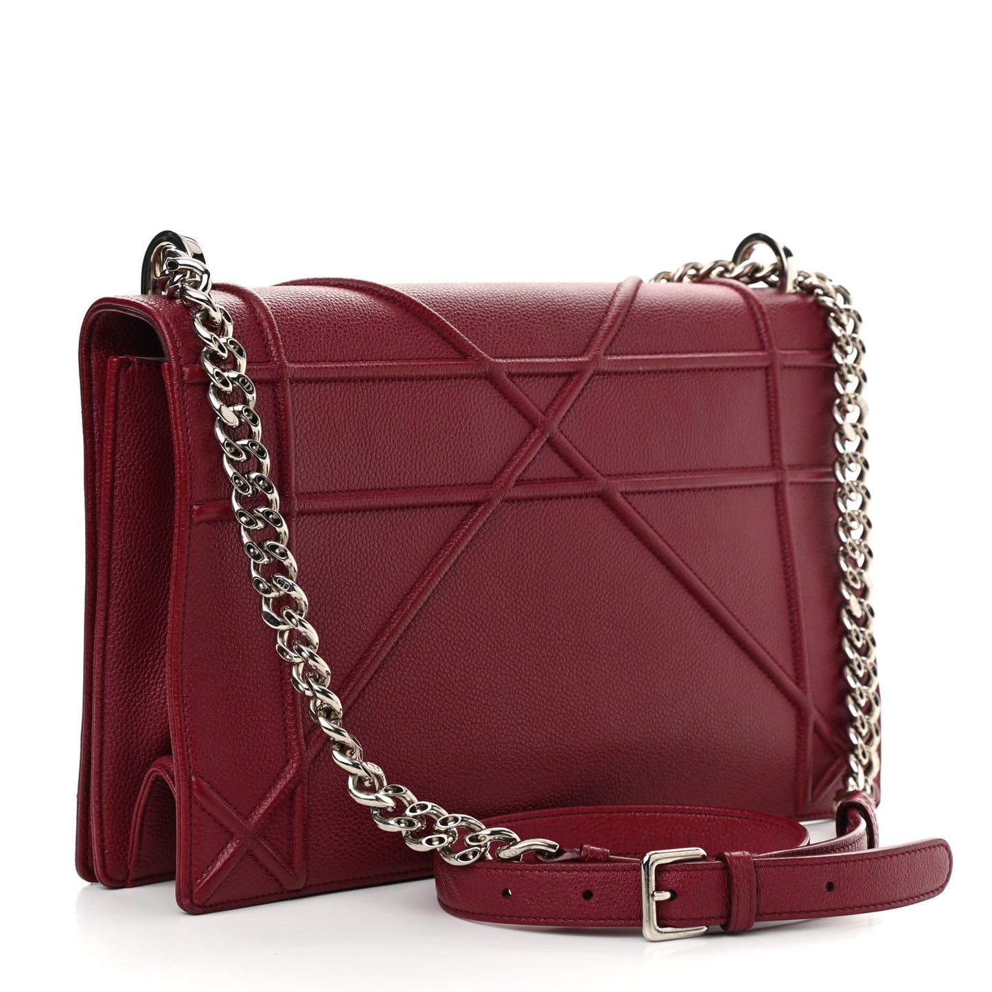 Grained Calfskin Large Diorama Flap Bag Burgundy