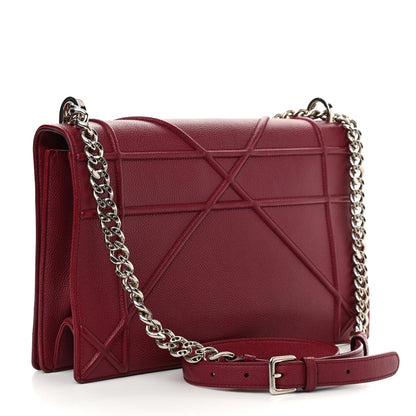 Christian Dior Grained Calfskin Large Diorama Flap Bag Burgundy 2 of 11
