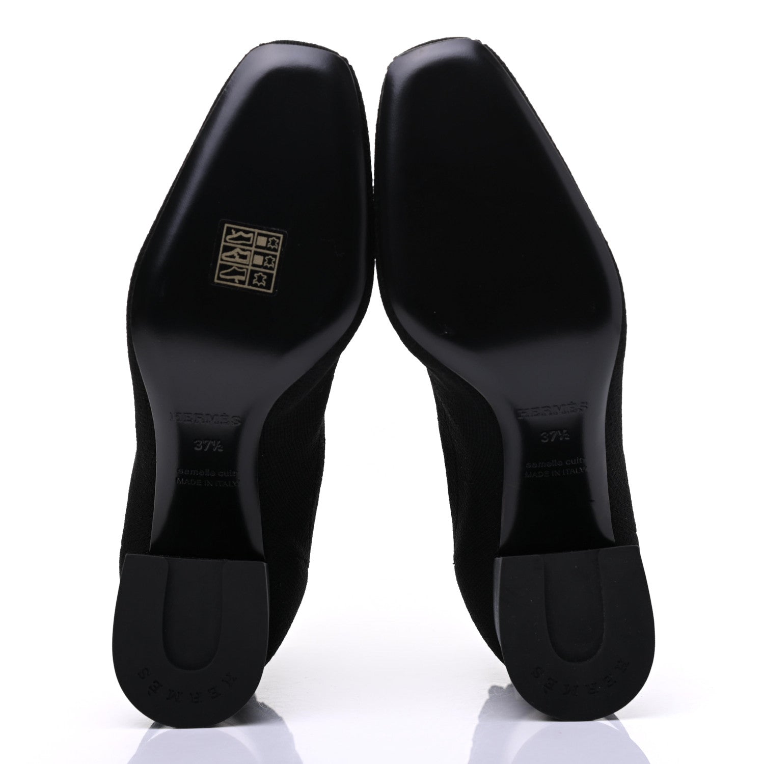 Hermes Knit Calfskin Volver Ankle Boots 37.5 Black 5 of 11
