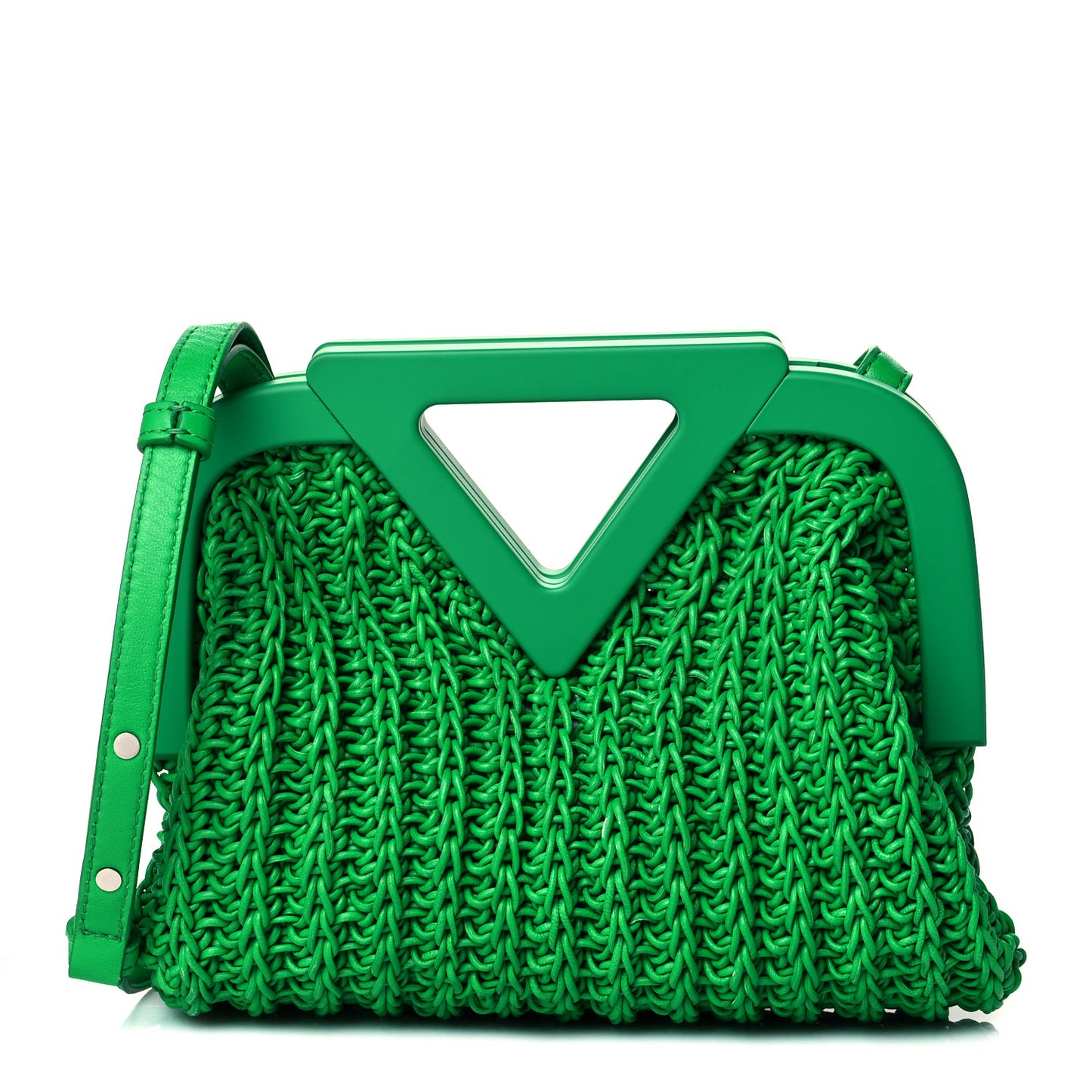 Calfskin Crochet Small The Point Triangle Bag Parakeet