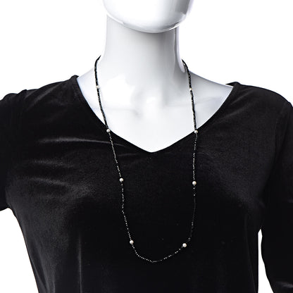 Tiffany Sterling Silver Black Spinel Pearl Ziegfeld Bead Necklace 2 of 6