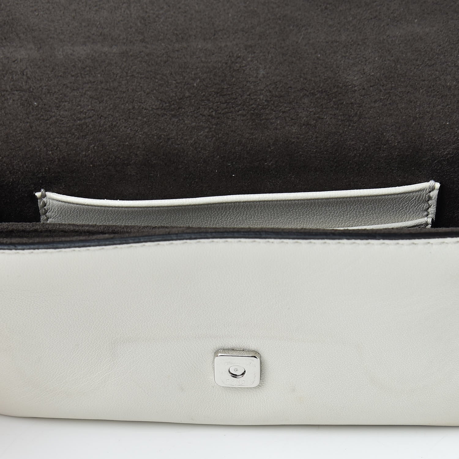 Fendi Nappa Rabbit Fox Fur Micro Buggie Baguette White Nirvana Black 8 of 13