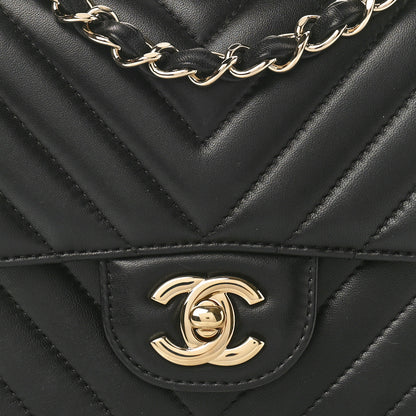 Chanel Lambskin Chevron Quilted Mini Square Flap Black 8 of 11