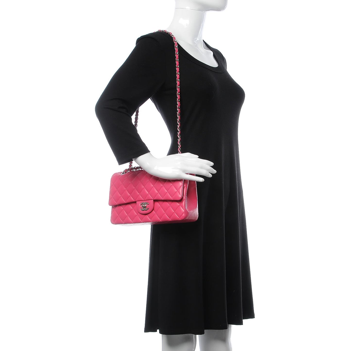 Lambskin Quilted Medium Double Flap Fuchsia