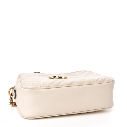 Gucci Calfskin Matelasse Small GG Marmont Chain Shoulder Bag White 4 of 14