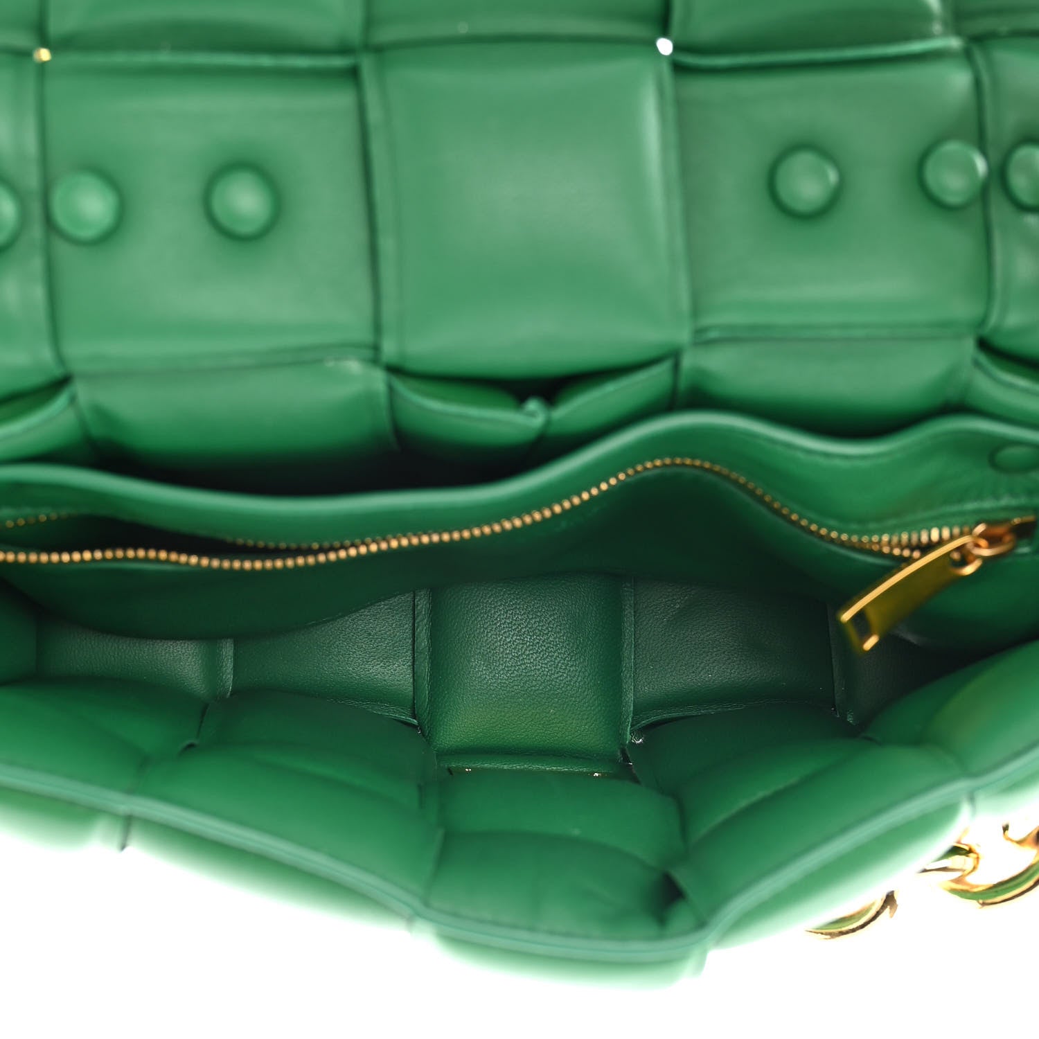 Bottega Veneta Lambskin Maxi Intreccio Padded Chain Cassette Crossbody Bag Racing Green 5 of 11