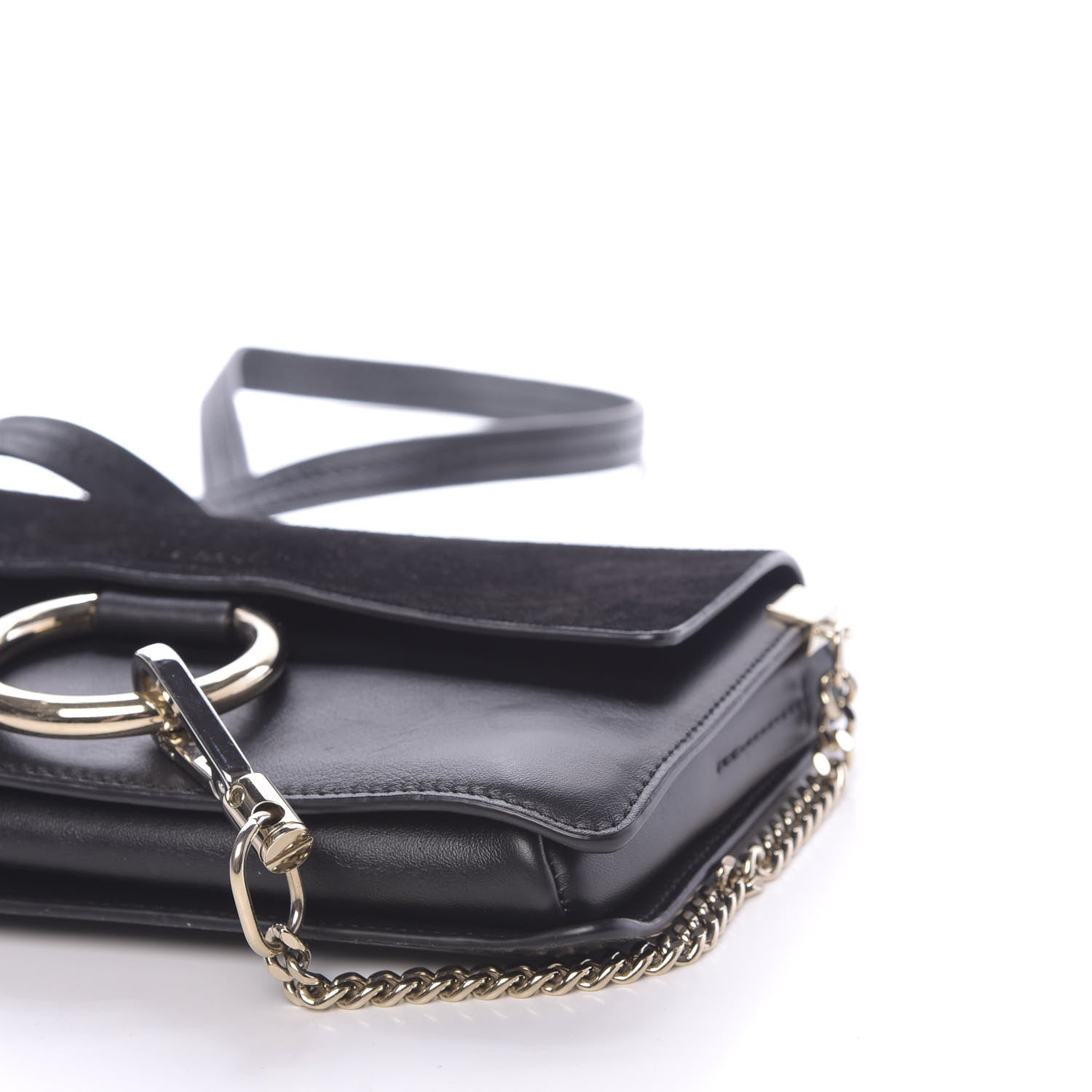 Chloe Suede Calfskin Small Faye Shoulder Bag Black 12 of 12
