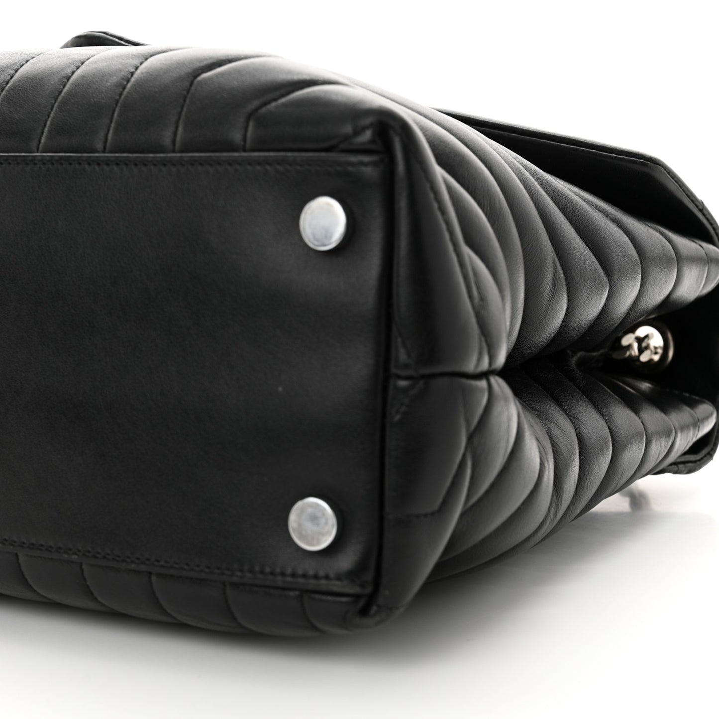 Calfskin Y Quilted Monogram Large Loulou Chain Satchel Black