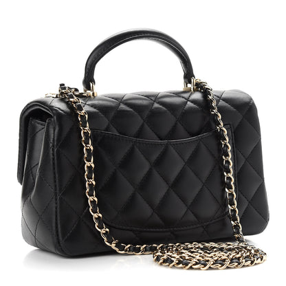 Chanel Lambskin Quilted Mini Lion Charm Top Handle Rectangular Flap Black 3 of 9