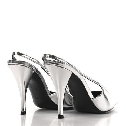 Saint Laurent Patent Tom 90 Dream Slingback Pumps 38.5 Argento 5 of 10