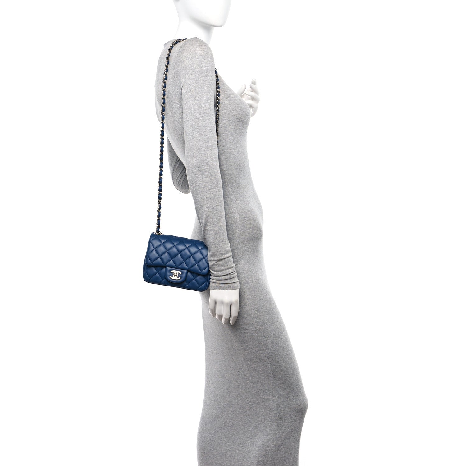 Chanel Lambskin Quilted Mini Square Flap Blue 2 of 11