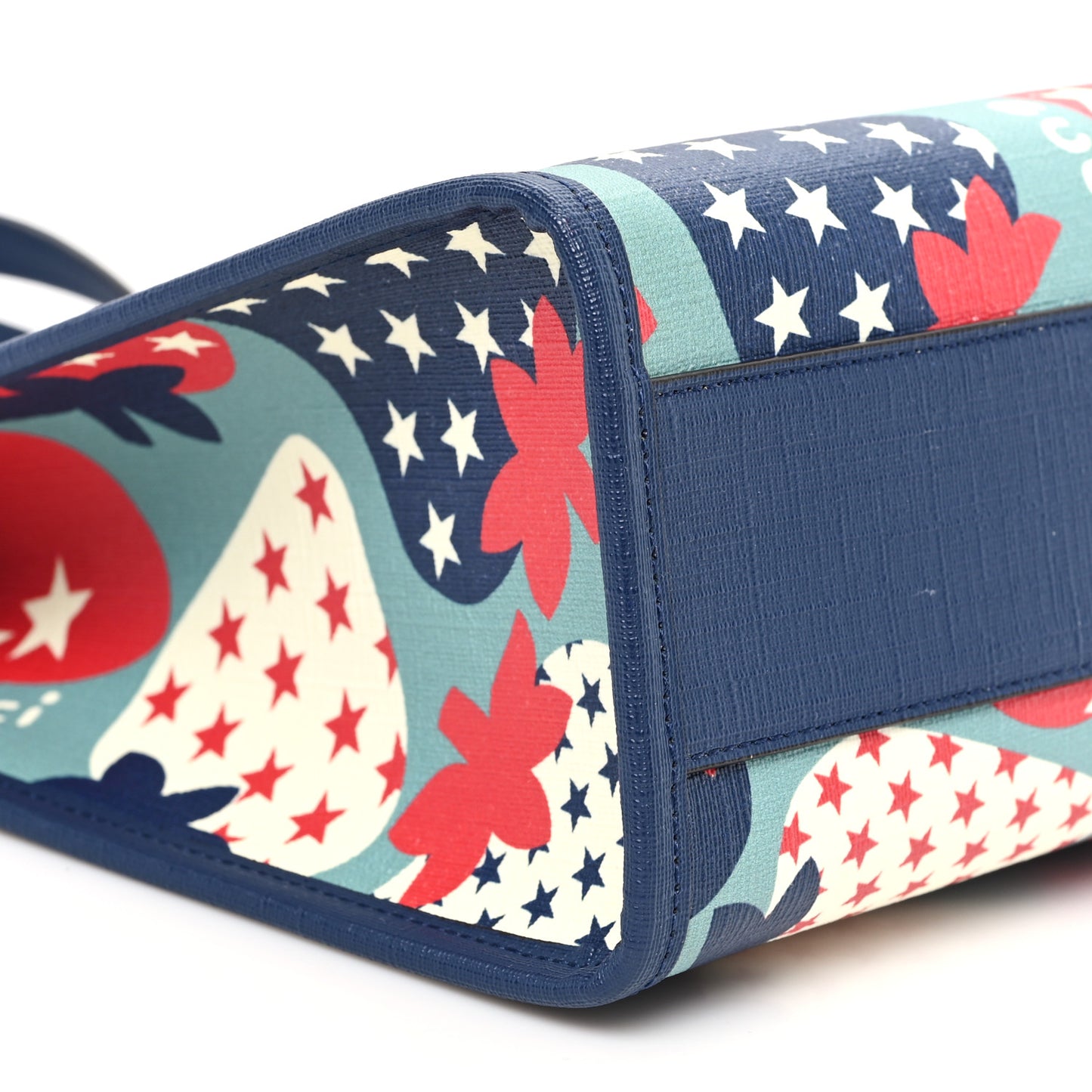 Coated Canvas Strawberry Stars Childrens Tote Red White Blue