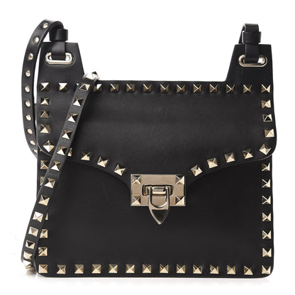 Valentino Garavani Calfskin Rockstud Crossbody Messenger Bag Black 1 of 11