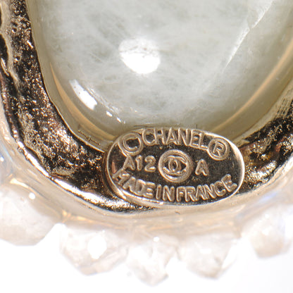 Chanel Moonstone CC Earrings White and Gold 4 of 4