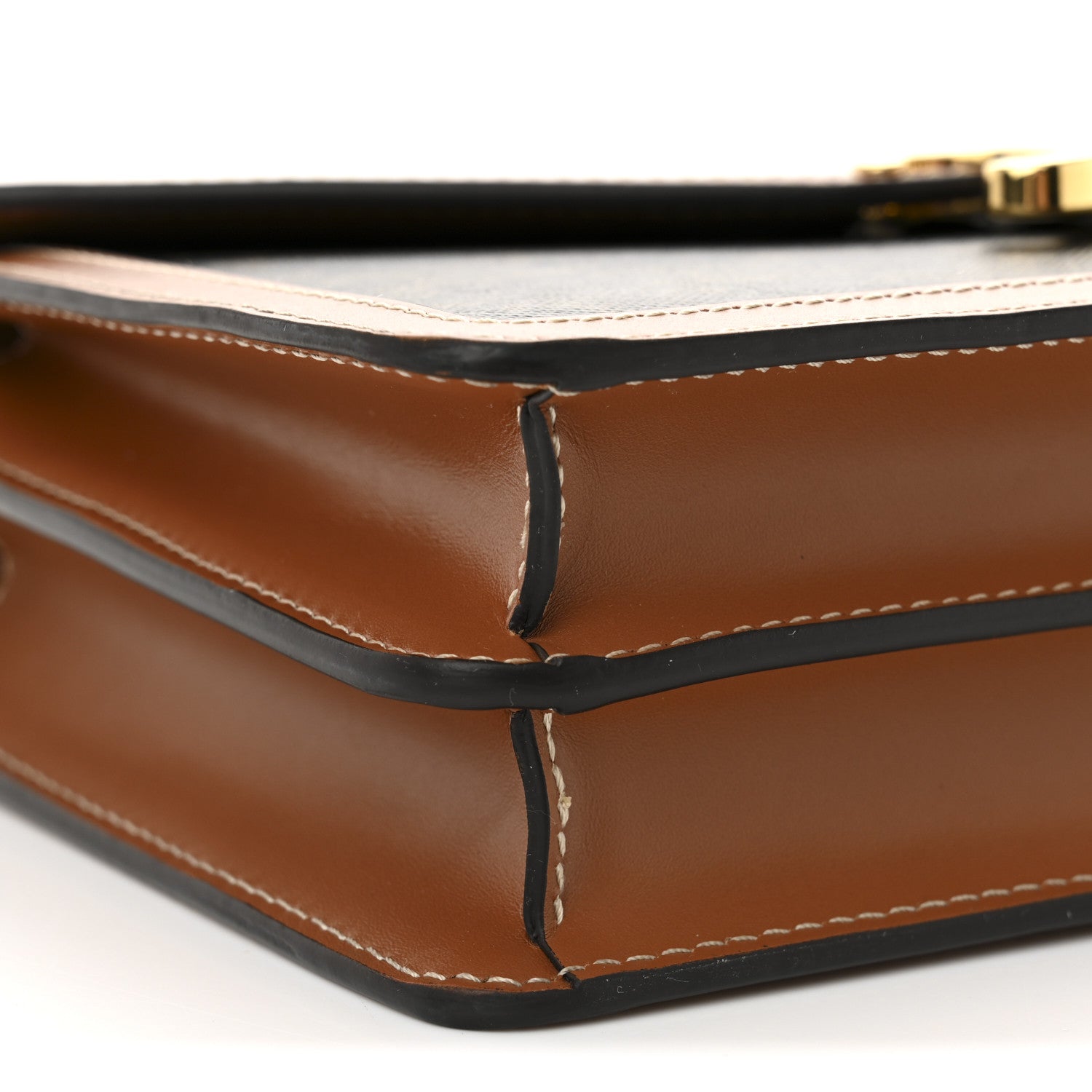 Celine Triomphe Canvas Calfskin Enveloppe Bag Tan 9 of 10