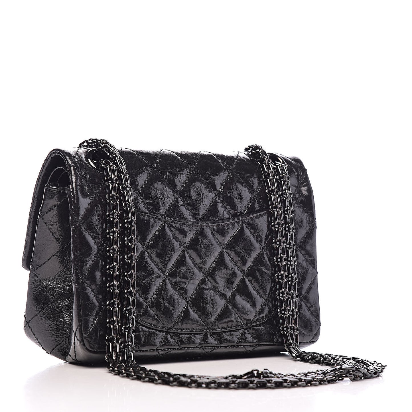 Shiny Aged Calfskin Quilted 2.55 Reissue 224 Flap So Black