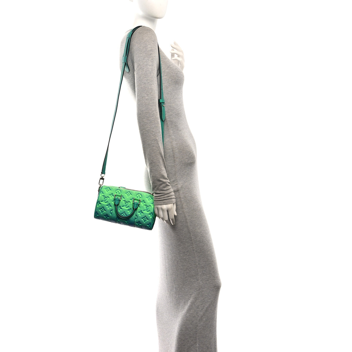 Louis Vuitton Taurillon Illusion Keepall XS Bleu Vert 2 of 9